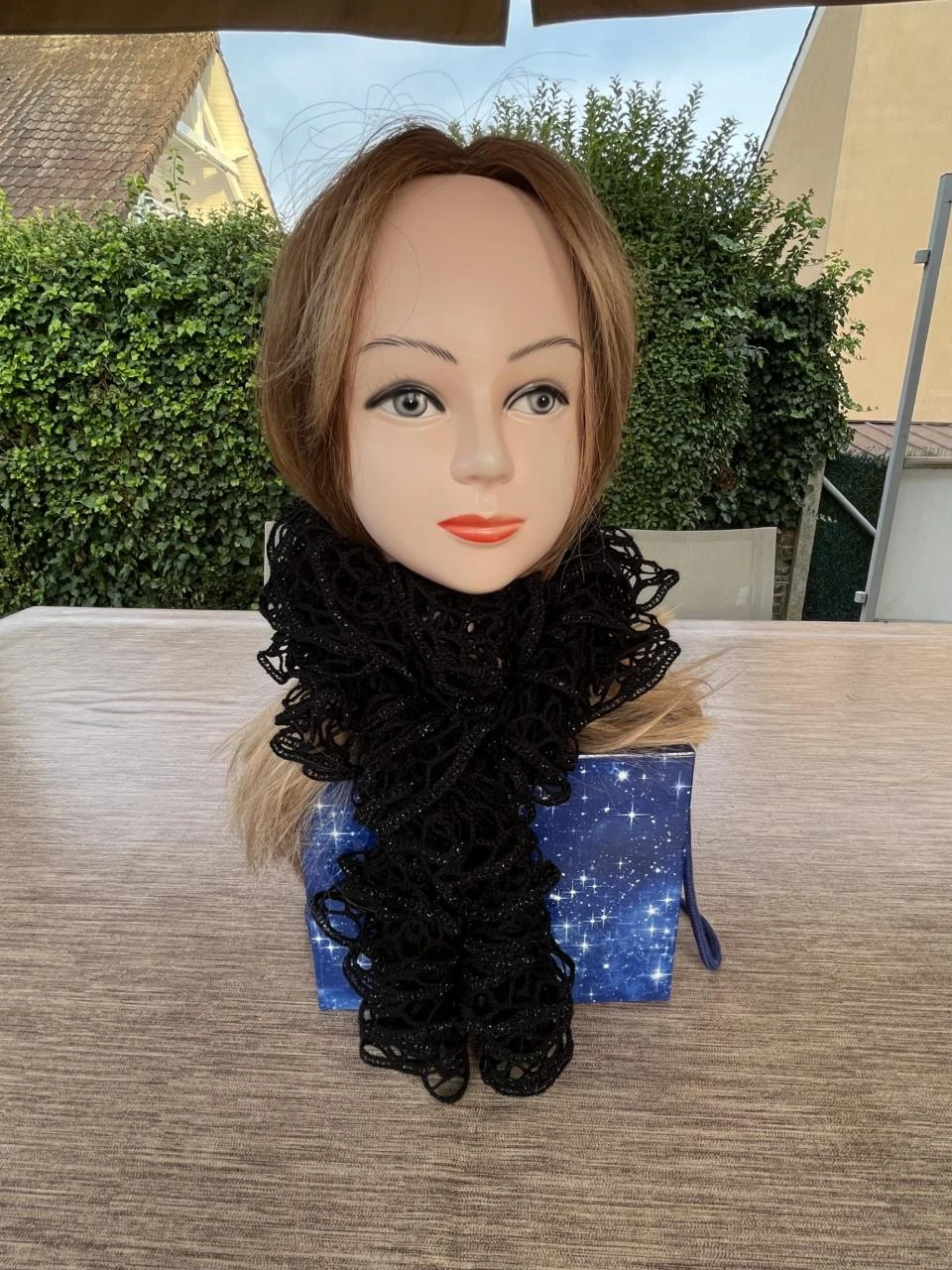 Echarpe Snood scarf Schal bufanda sjaal scairf sciarpa lenço Noir paillettes lon